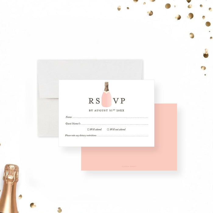 Champagne Bottle Birthday Invitation Elegant Party Card