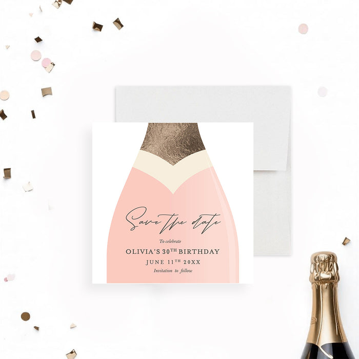 Champagne Bottle Birthday Invitation Elegant Party Card