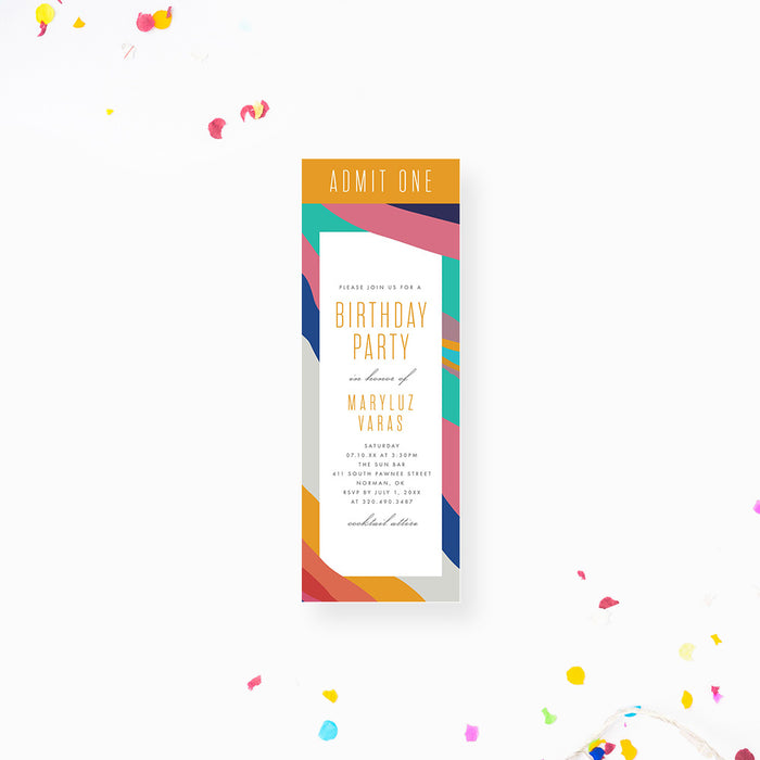 Unique and Creative Birthday Invitation Card with Colorful Artistic Pattern, Summer Party Invitations for All Ages