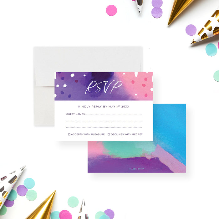 Colorful Birthday Invitation Abstract Paint Girls Party Invite