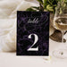 Table number card with dark purple marble design