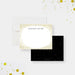 Black and Gold Business Thank You Cards for Professionals. Front and matching black back with scattered printed gold confetti displayed with a white envelope.