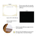 Product details for black and gold business thank you cards for professionals: front and back designs, A2 size, matte cardstock, and design proof.