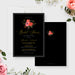 Black and gold floral bridal shower invitation template with elegant modern design-front-back