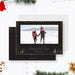 Black and gold Happy Holidays photo card front and coordinating black back.
