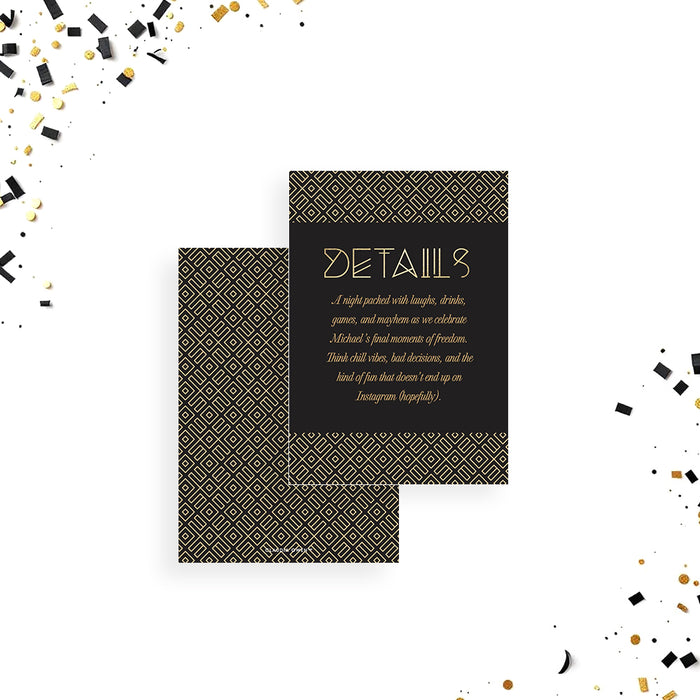Bachelor Party Invitation Black Gold Elegant Men’s Invite