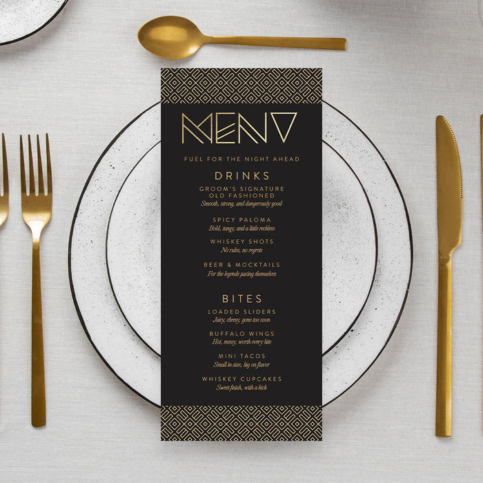 Bachelor Party Invitation Black Gold Elegant Men’s Invite