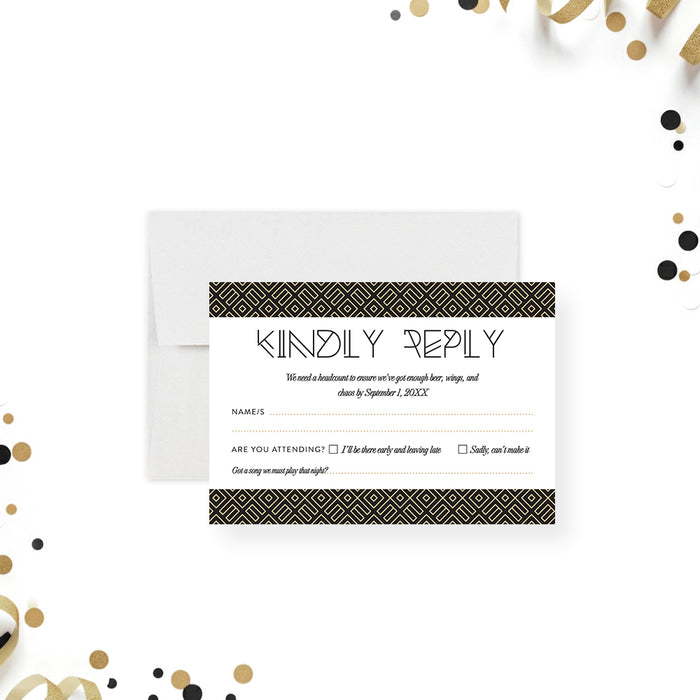 Bachelor Party Invitation Black Gold Elegant Men’s Invite