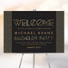 Bachelor party welcome sign black gold modern decor
