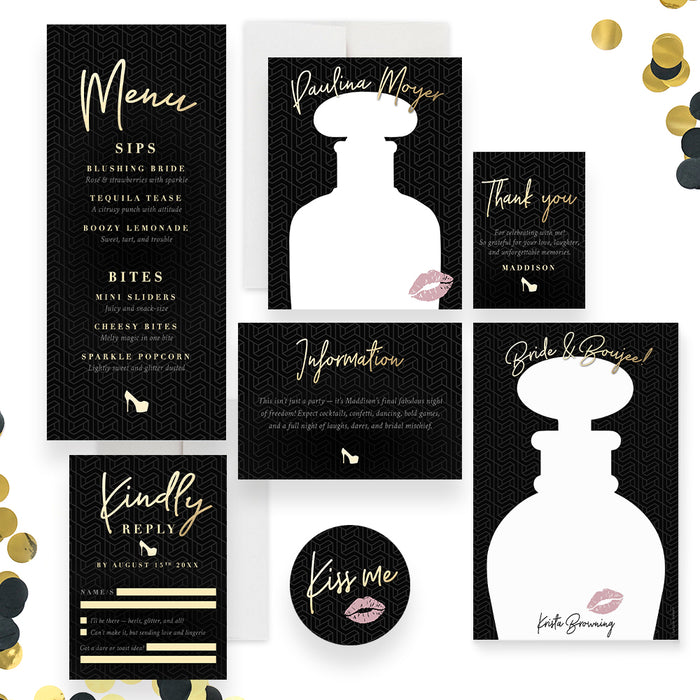 Bachelorette Party Invitation Black Elegant Girls Night Invite
