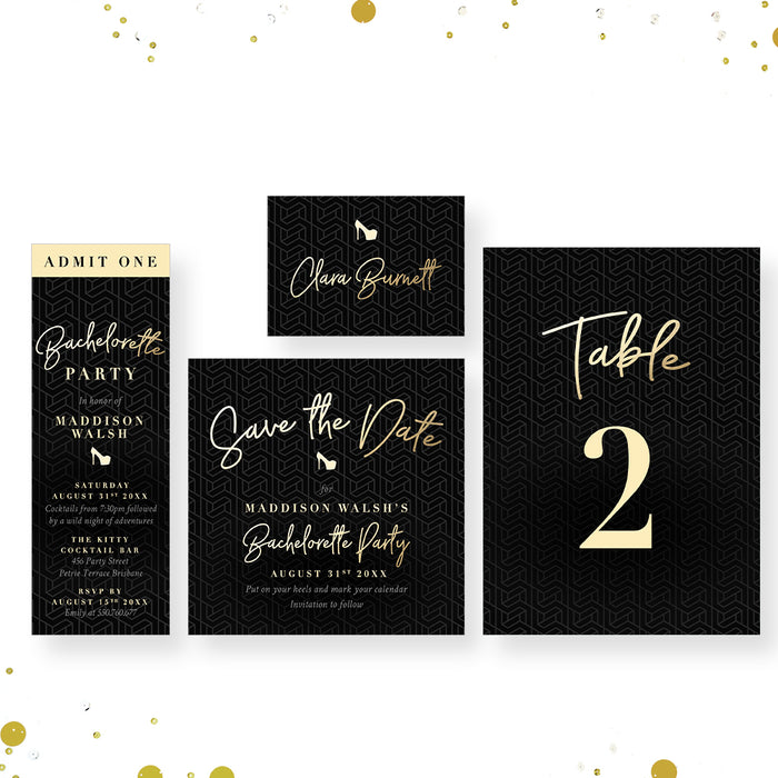 Bachelorette Party Invitation Black Elegant Girls Night Invite
