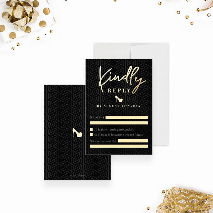 Bachelorette Party Invitation Black Elegant Girls Night Invite