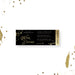 Black corporate wine dinner ticket invitation with gold wine glass rings, Admit One stub and personalized business event details