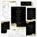 Black and gold digital gala template set with invitation, RSVP pieces, sponsorship forms and event ticket