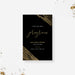 Elegant black and gold gala program card template for corporate events and charity galas.