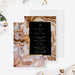 Black and gold geode wedding invitation featuring a modern elegant layout with natural stone texture-front-back
