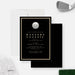 black golf tournament invitation featuring a golf ball illustration, elegant gold border, and custom event details-front-back