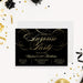 Black and gold surprise 80th birthday invitation with elegant gold script, decorative swirls, and personalized party details.