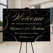 Black and gold surprise 80th birthday welcome sign with elegant gold script, swirling accents, and personalized celebration details