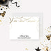 Personalized white thank-you card with gold swirl accents, “The Best Surprise” gold script, and custom family name.