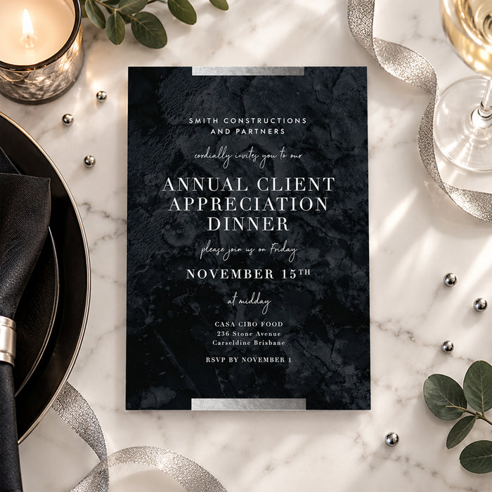 Black Marble Corporate Dinner Invitation