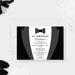 Black tie tuxedo design invitation template for weddings, birthdays, and elegant celebrations, editable digital download