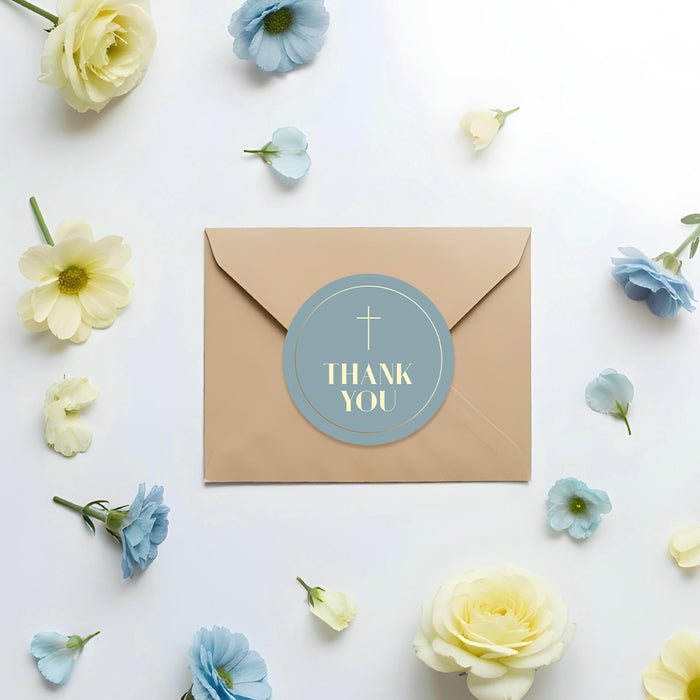 Blue Baptism Invitation Gold Cross Christening Invitation