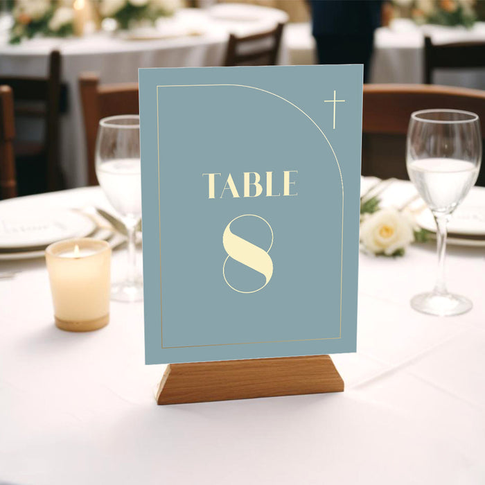 Blue Baptism Invitation Gold Cross Christening Invitation