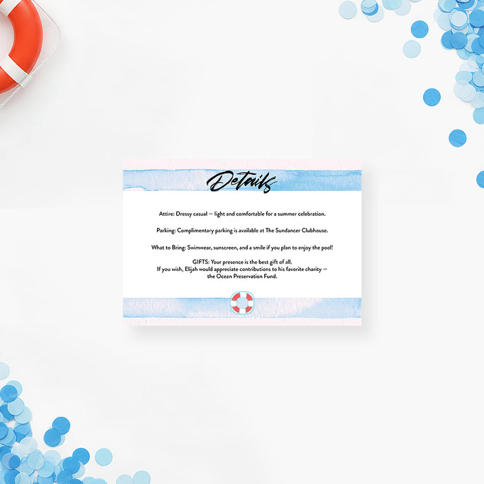 Blue Bar Mitzvah Invitation Pool Party Invite for Boy