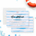 Blue Bar Mitzvah invitation featuring watercolor stripes with a pool party theme and modern layout for a boy’s celebration-front-back