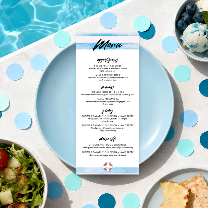 Blue Bar Mitzvah Invitation Pool Party Invite for Boy