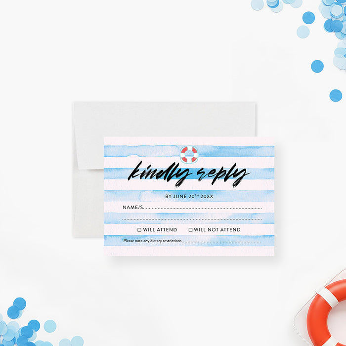 Blue Bar Mitzvah Invitation Pool Party Invite for Boy