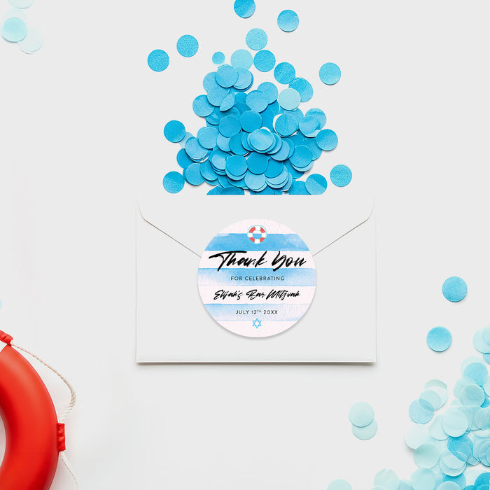 Blue Bar Mitzvah Invitation Pool Party Invite for Boy