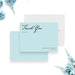 Personalized blue wedding thank you card with elegant script lettering and minimalist design-front-back