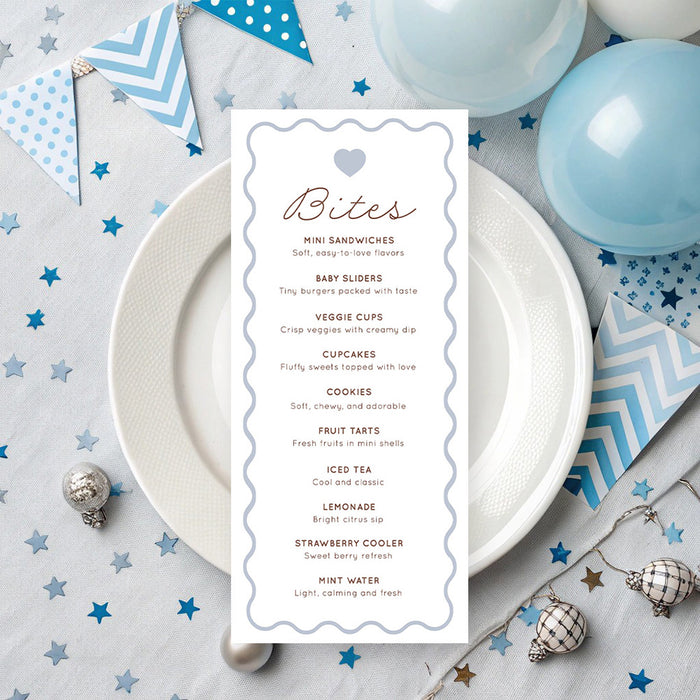 Personalized Baby Shower Invitation Blue Wavy Border
