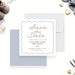 Personalized baby shower save the date card with blue wavy border and heart details-front-back
