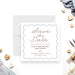 Personalized baby shower save the date card with blue wavy border and heart details-front