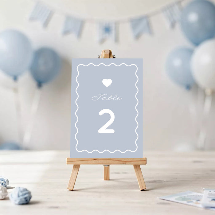 Personalized Baby Shower Invitation Blue Wavy Border