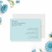 Modern minimalist blue wedding invitation with clean layout and elegant typography for a stylish wedding celebration-front