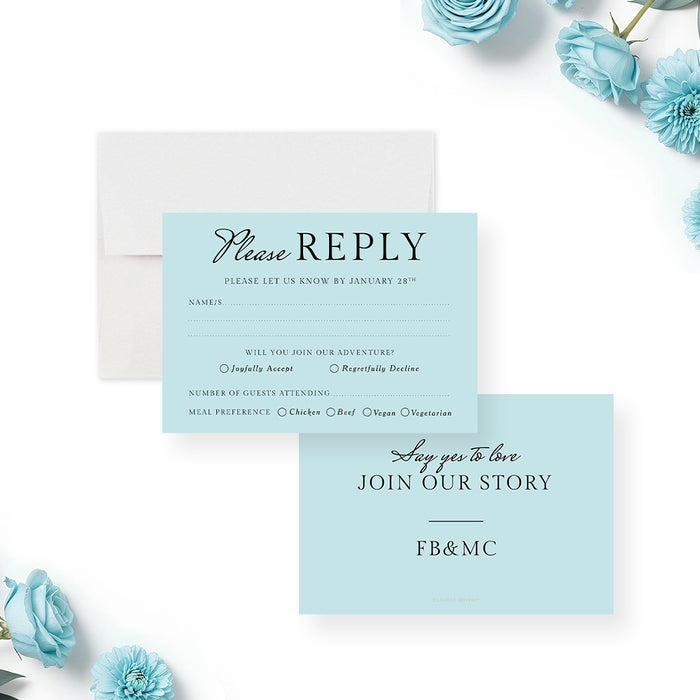 Modern Wedding Invitation Minimalist Blue Elegant Invite