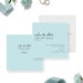Modern minimalist blue wedding save the date card with elegant script lettering and clean layout-front-back