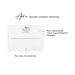 Optional return address printing on a white envelope, with a whale and waves illustration above the name and address.