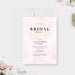 blush pink bridal shower invitation with vintage rose illustration and elegant gold script