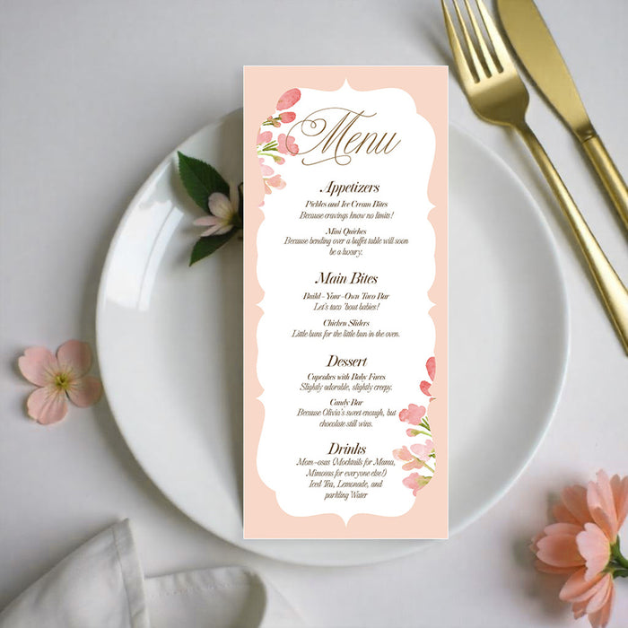 Personalized Blush Pink Watercolor Floral Baby Shower Invitation