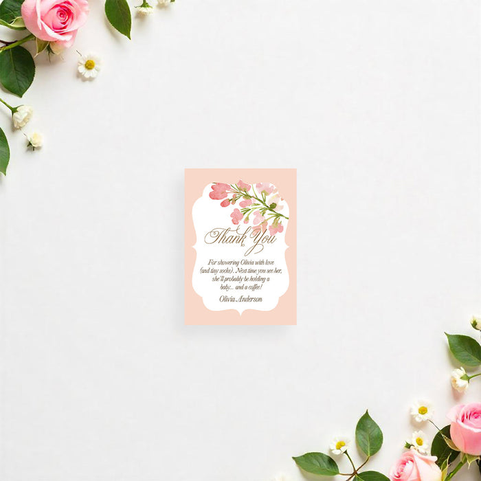 Personalized Blush Pink Watercolor Floral Baby Shower Invitation