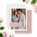Modern blush photo wedding invitation featuring a romantic couple's portrait-front-back