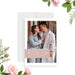 Modern blush photo wedding invitation featuring a romantic couple's portrait-front
