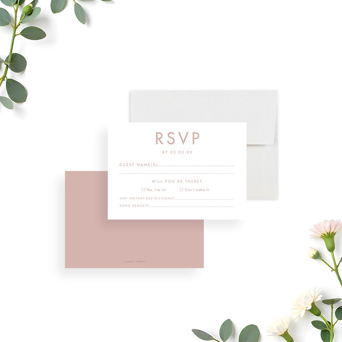 Photo Wedding Invitation with Blush Pink Modern Design