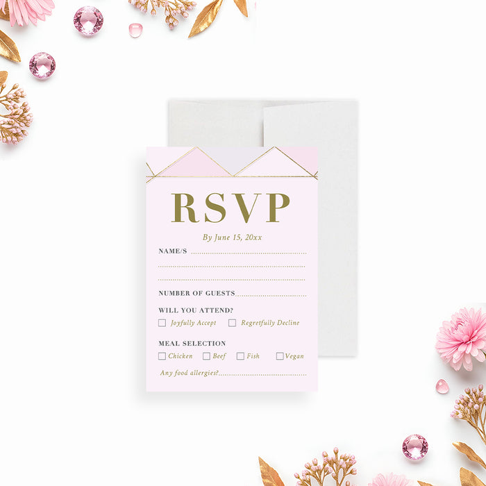 Blush Pink Wedding Invitation Jewel Inspired Design