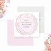 blush pink wedding save the date card with jewel-inspired geometric frame, refined linework, elegant lettering, and custom wedding details-front-back